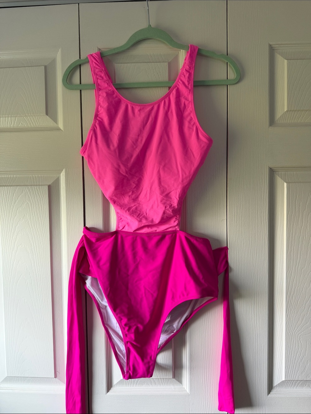 Women’s Hot Pink One-Piece Swim Suit with Side Ties